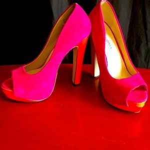 Hot pink and orange heels